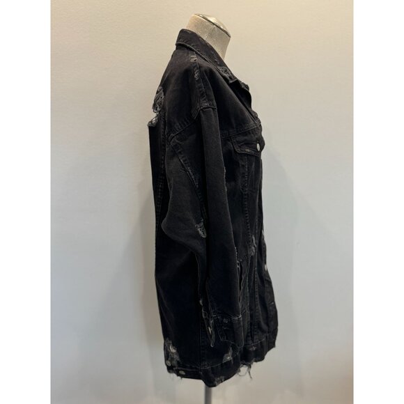 Zara Distressed Oversized Denim Jacket Size S - Picture 2 of 5